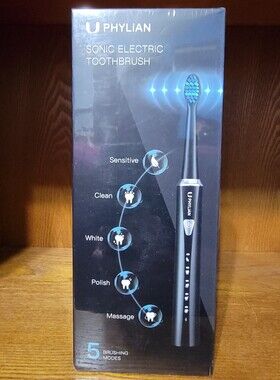 Phylian Black Sonic Electric Toothbrush — 5-Mode Rechargeable Clean